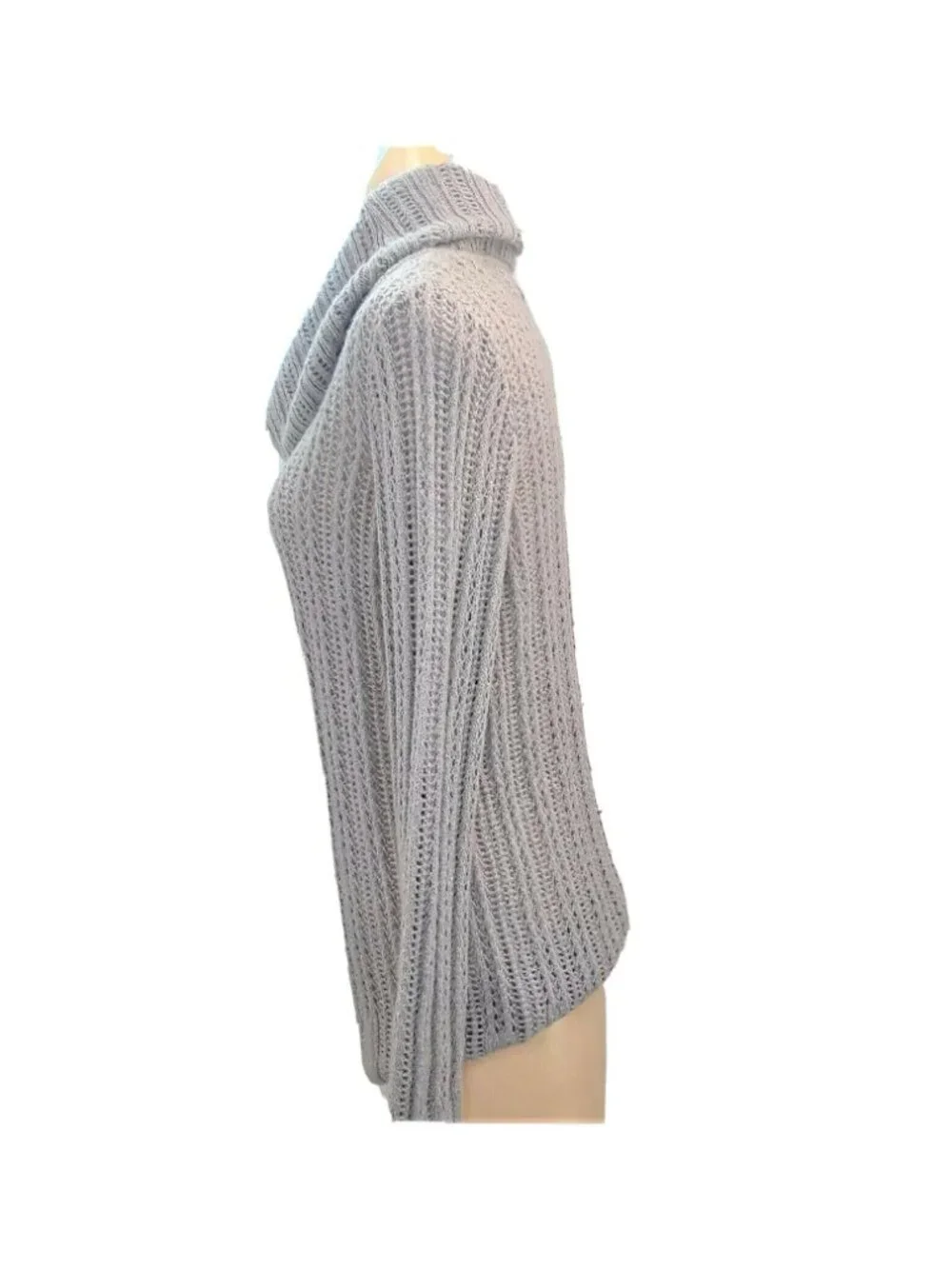 Axcess Gray Cable Knit Cowl Neck Sweater Womens Size Medium Long Sleeve
